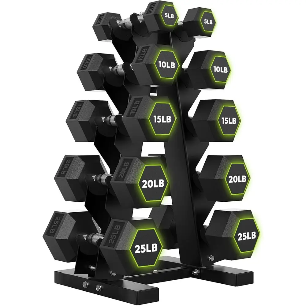 Home Gym Options - Mancuernas Hexagonales con Soporte A-E, Opciones