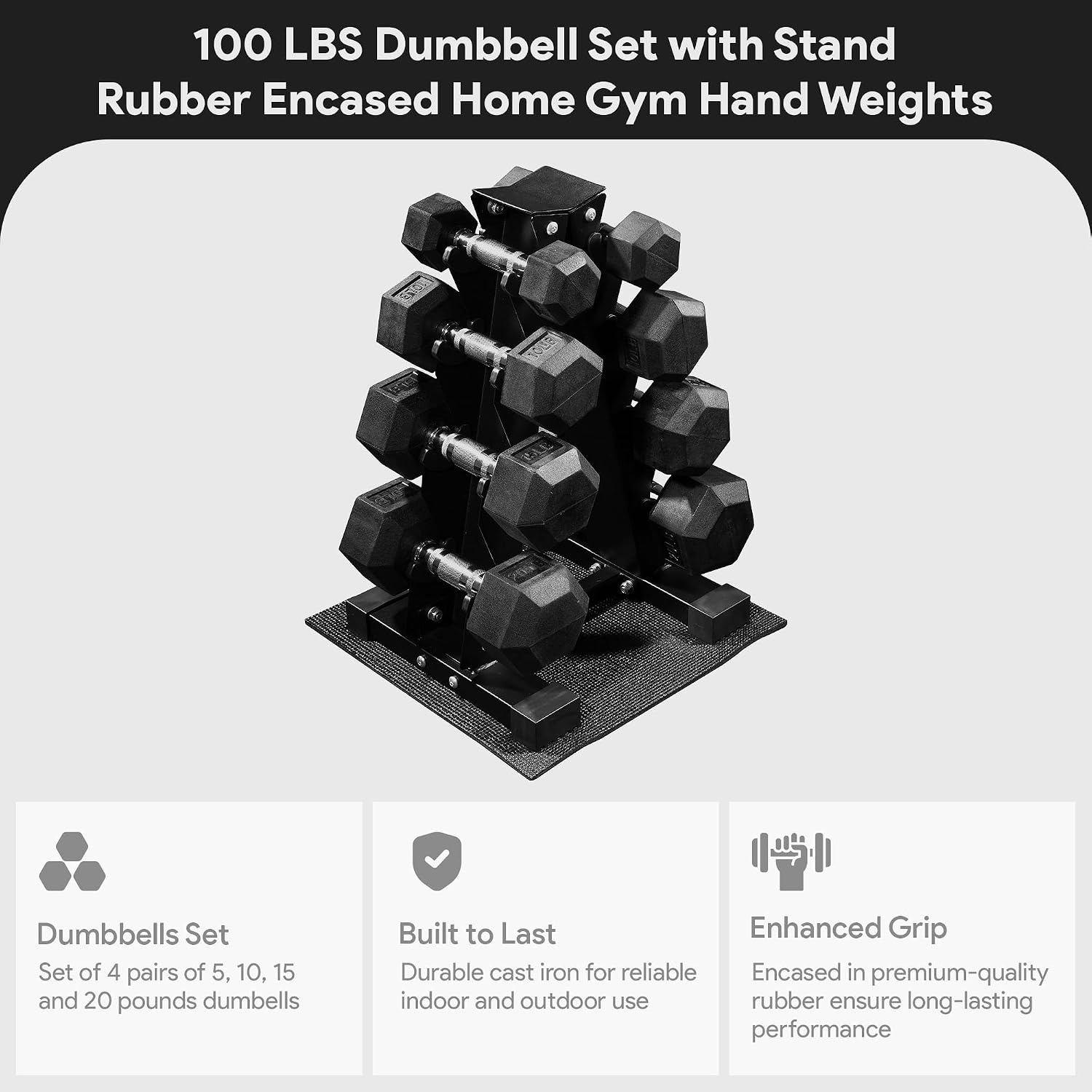 Home Gym Options - Juego de Mancuernas Hexagonales Recubiertas de